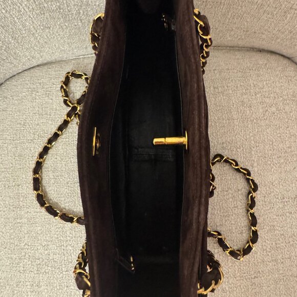 Authentic Vintage Chanel Brown Suede Shoulder Bag - Picture 12 of 13